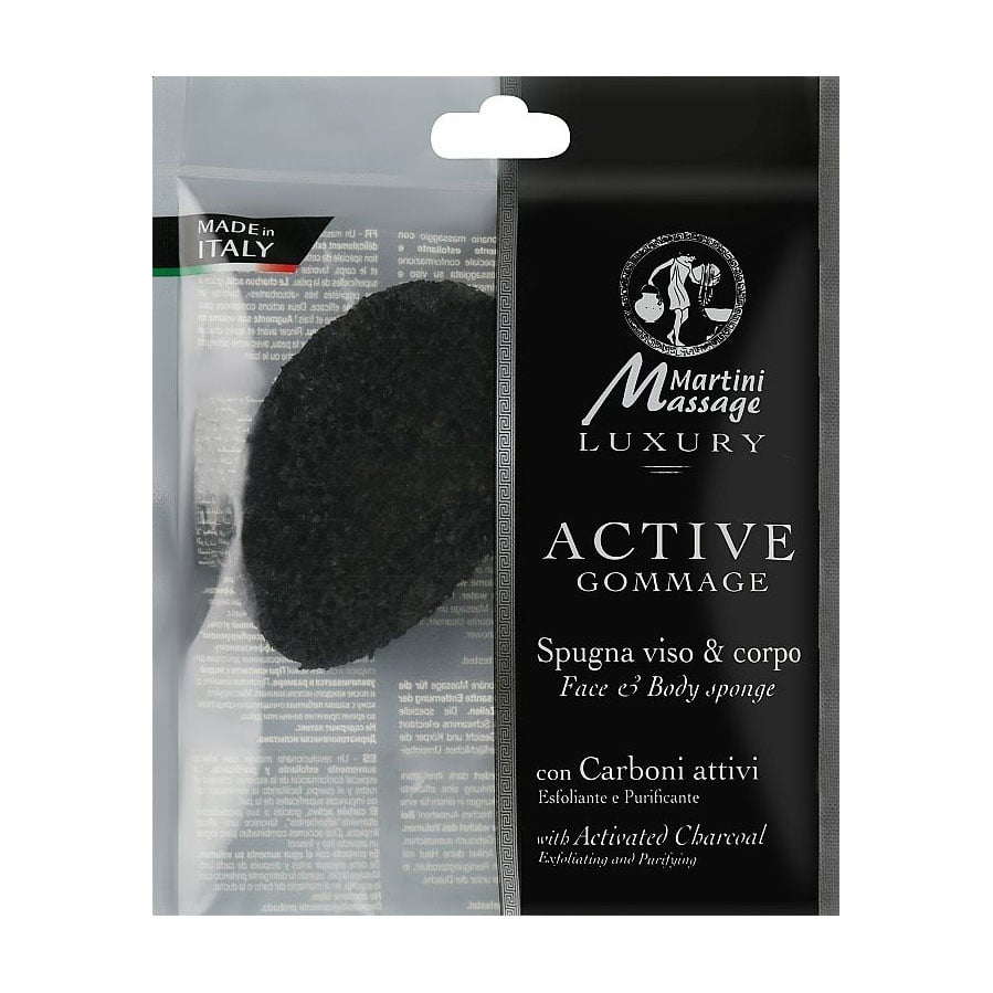 Мочалка для обличчя та тіла MARTINI SPA Massage Active Gommage Face &amp; Body Sponge з активованим вугіллям (4971P00)